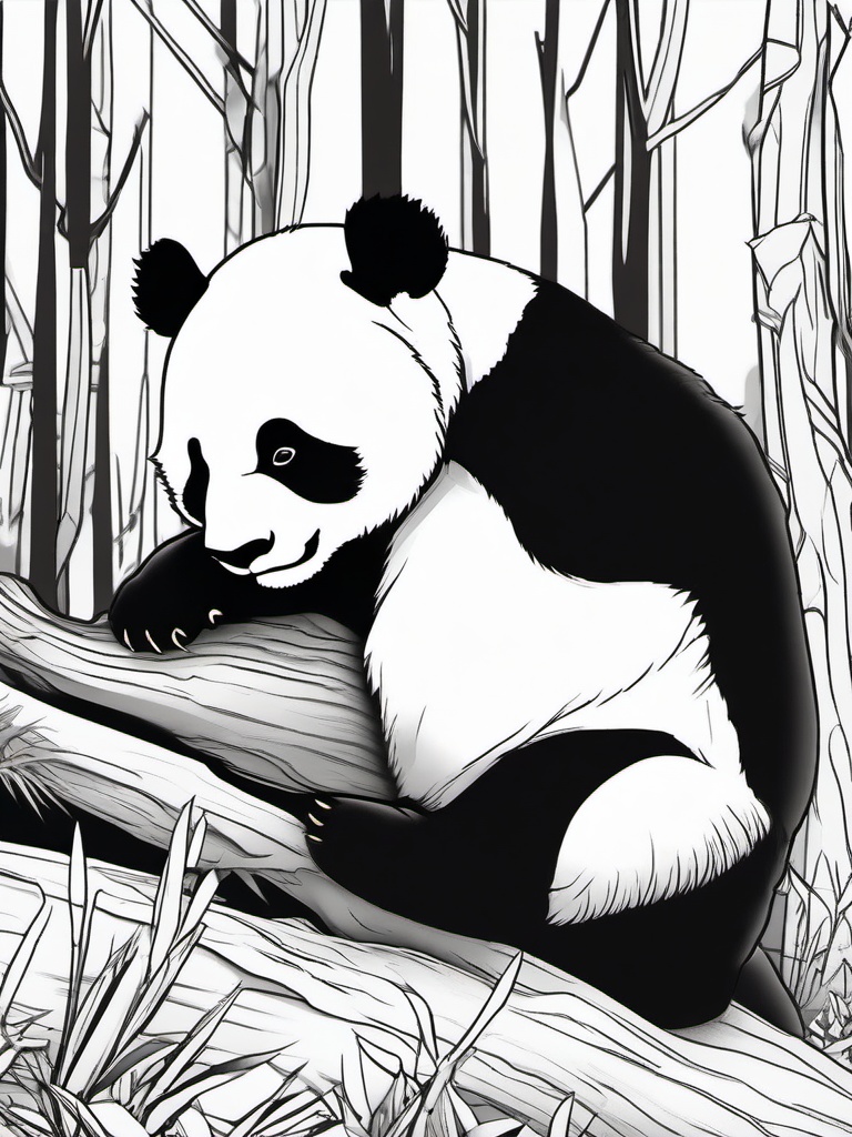 Panda Coloring Pages - Panda painting a picture of its surroundings  simple coloring pages