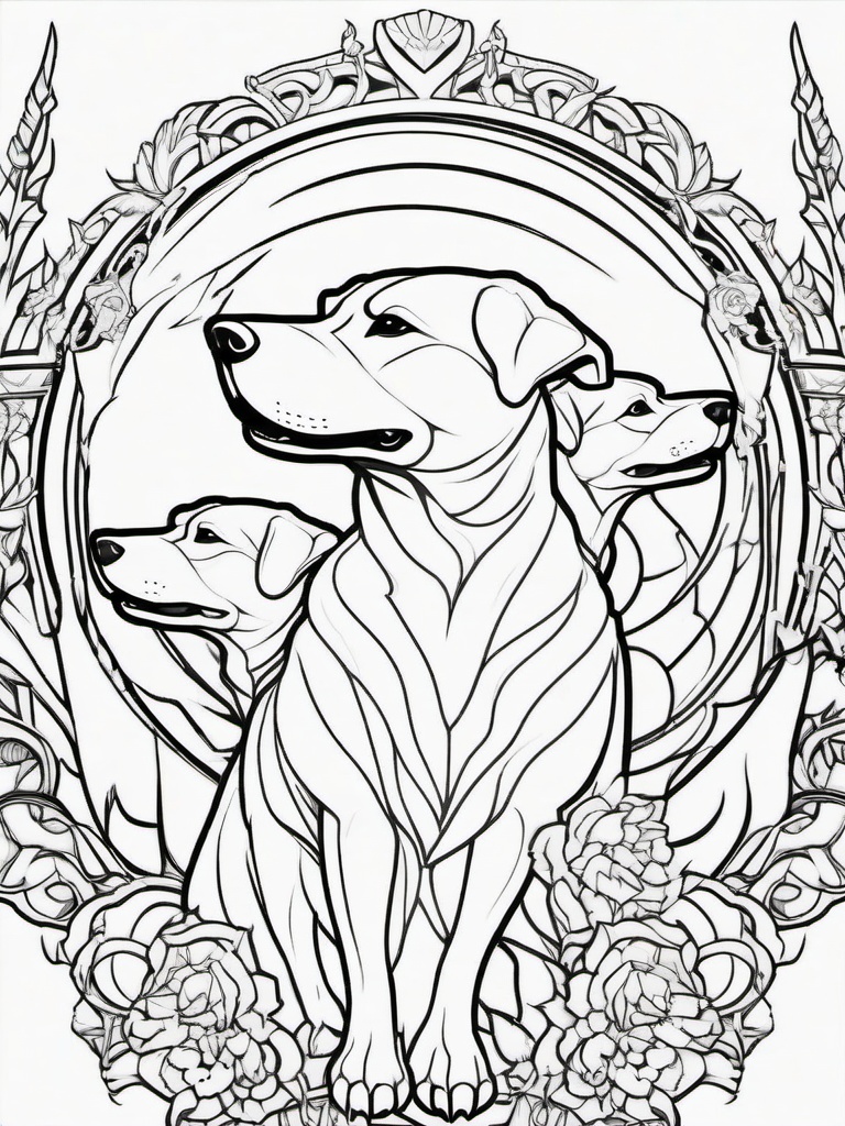 Cerberus Coloring Pages - Three-Headed Guard Dog of Underworld  minimal black outline printable sheet, coloring page