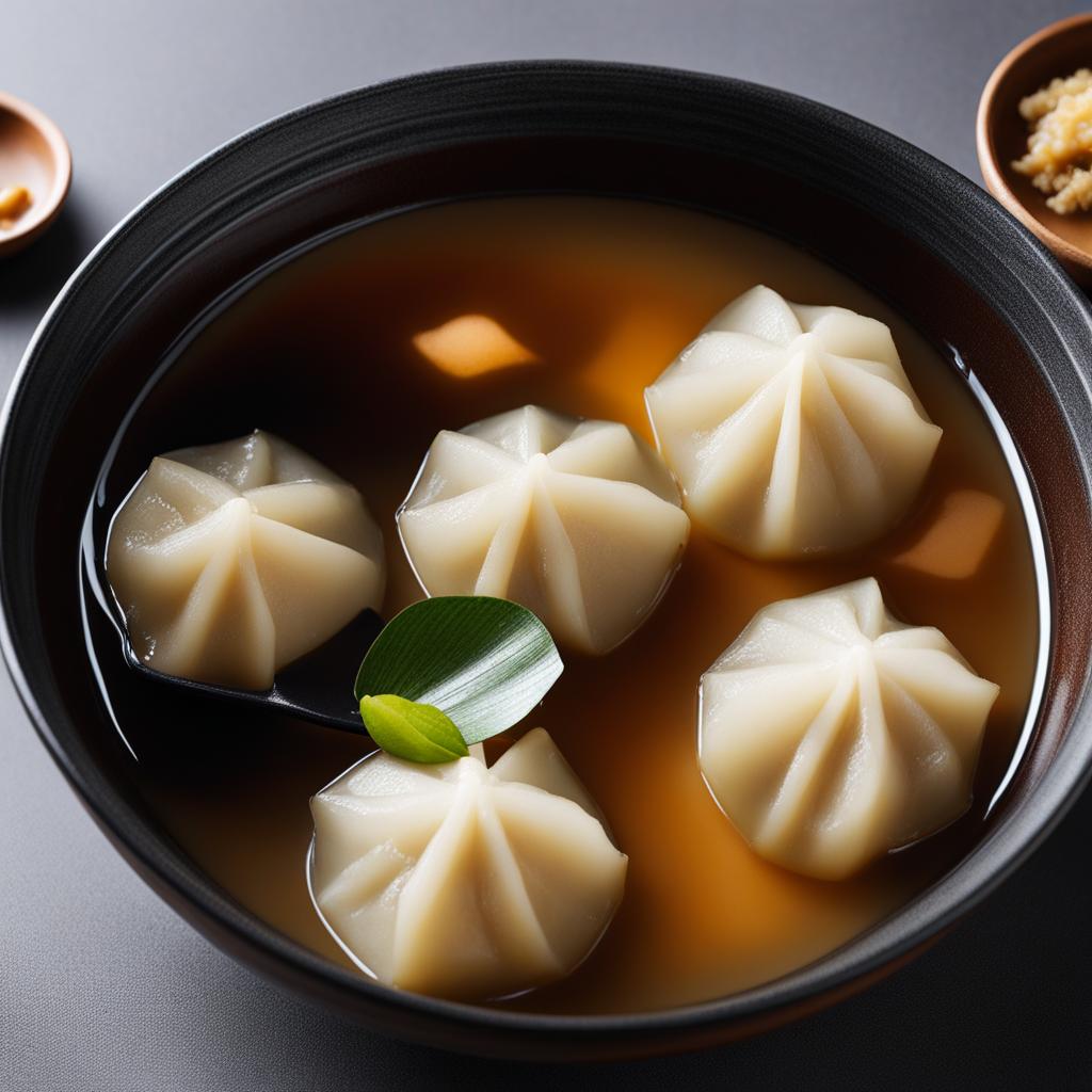 rice dumplings in sweet ginger soup (tong yuen), glutinous rice dumplings in a ginger-infused syrup. 