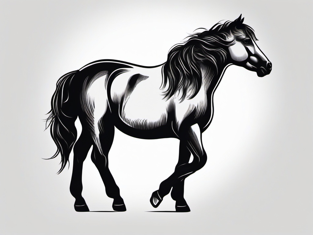 mini horse tattoo  simple tattoo,minimalist,white background