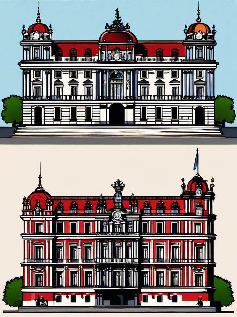 Madrid clipart - Royal Palace of Madrid and Plaza Mayor,  color vector clipart