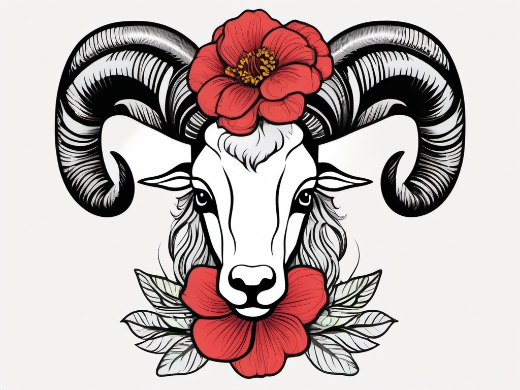 aries birth flower tattoo  simple vector color tattoo