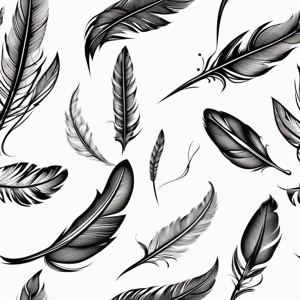 Quill Pen Tattoo - Quill or feather pen design.  simple vector tattoo,minimalist,white background