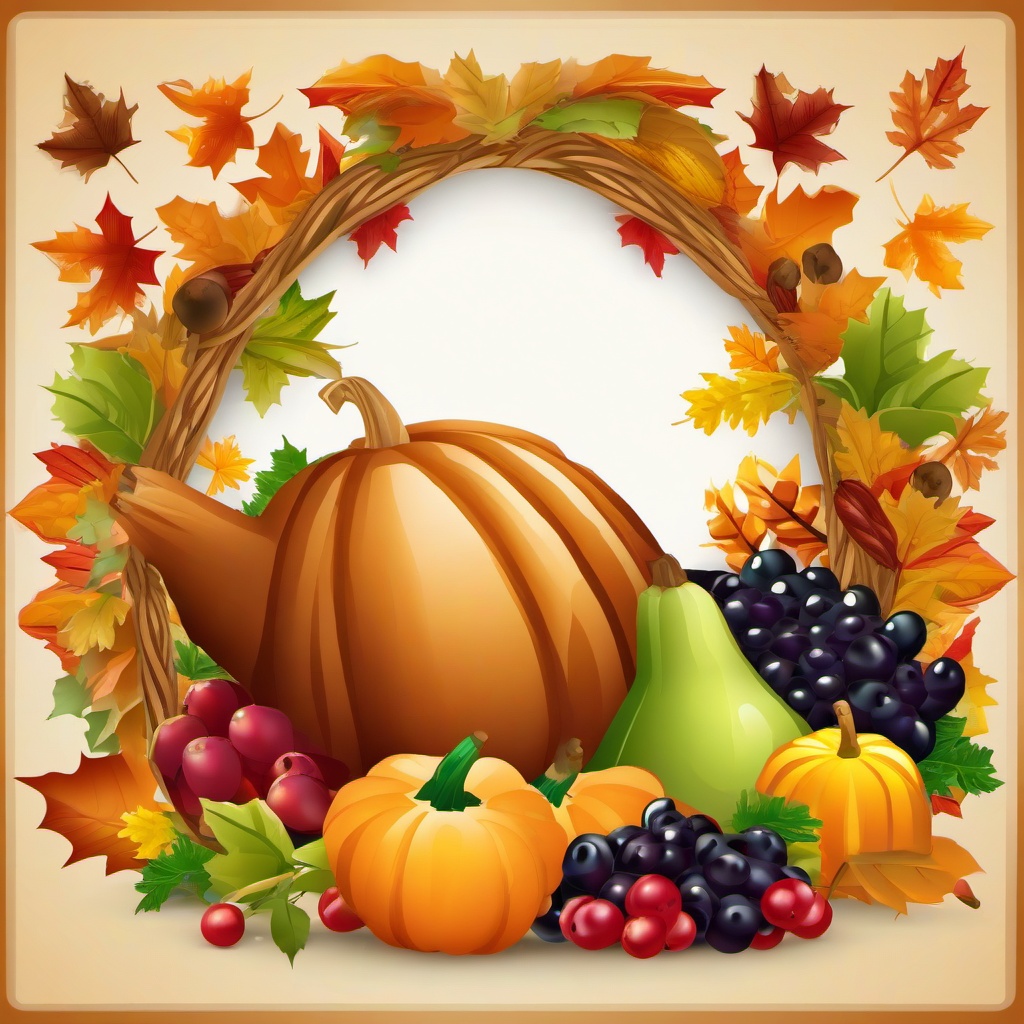 Happy Thanksgiving clipart - Thanksgiving cornucopia filled with fruits  