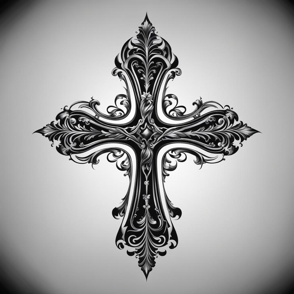 cross tattoos for men black and white design 