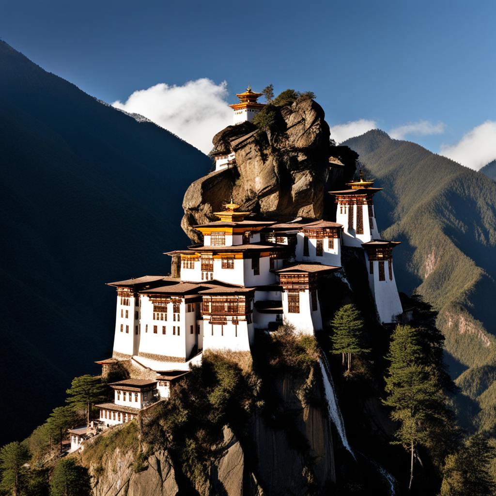 bhutan - hikes to remote monasteries perched on steep cliffs in the himalayas. 