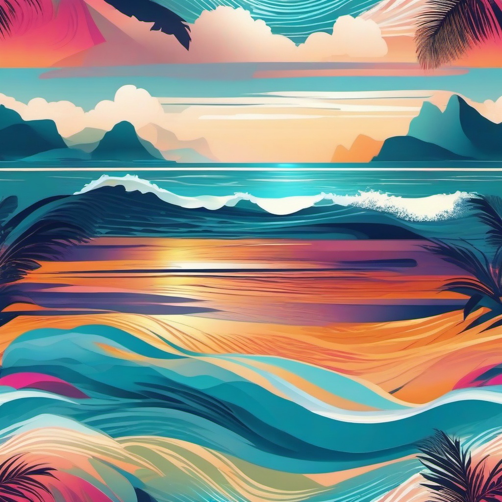 Relaxing and Serene Coastal Experience with Beach Scenery Background wallpaper splash art, vibrant colors, intricate patterns