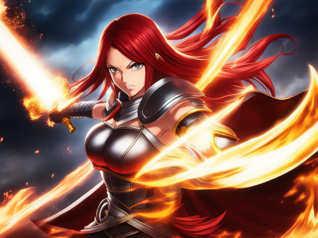 erza scarlet unleashes her requip magic to change armor sets in the heat of battle. 
