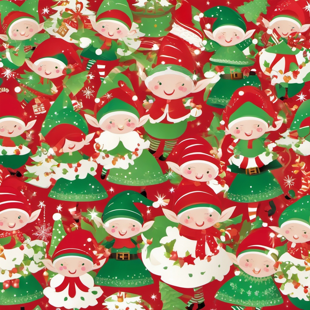 Cute Christmas Backgrounds - Whimsical Christmas Elves  intricate patterns, splash art, wallpaper art