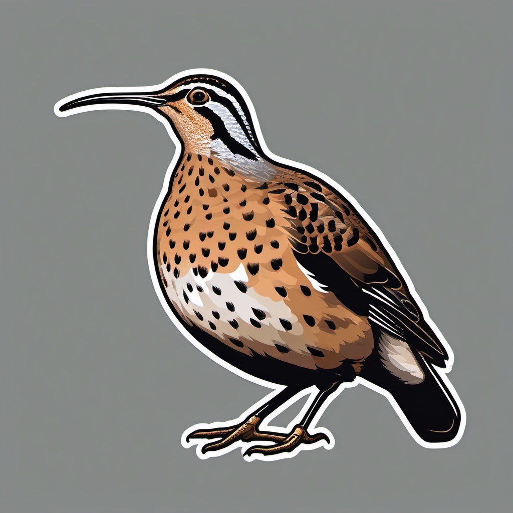 American Woodcock Sticker - An American woodcock with a long bill and mottled plumage, ,vector color sticker art,minimal