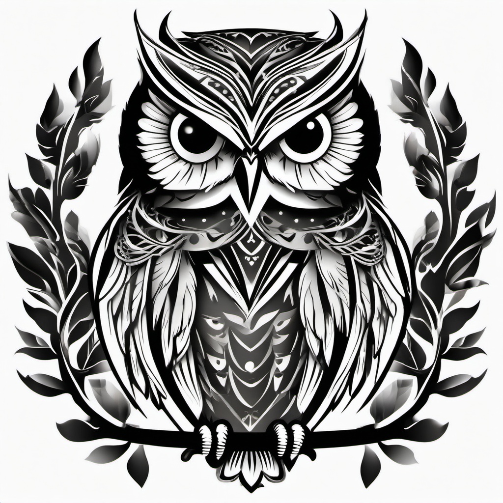 Best Owl Tattoo - Find the best representation of owl charm with a top-notch owl tattoo.  simple color tattoo,vector style,white background