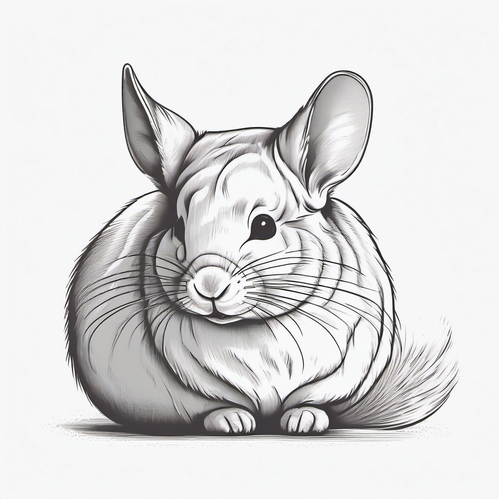 Chinchilla Tattoo - Soft chinchilla in a cozy dust bath  few color tattoo design, simple line art, design clean white background