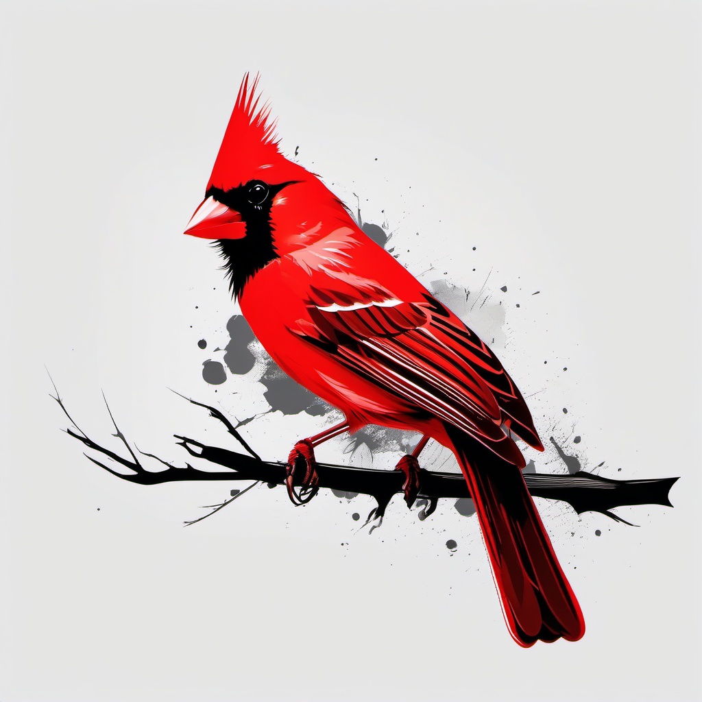 Red Cardinal Tattoo - Bright red cardinal tattoo  minimalist tattoo design, white background