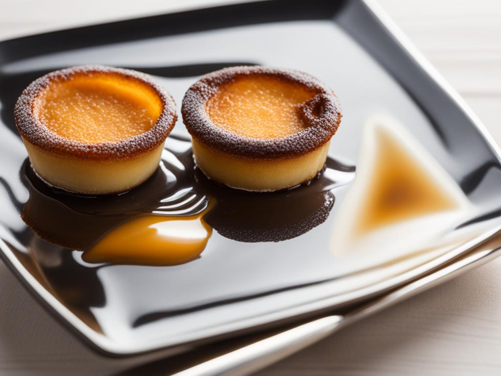 a trio of miniature crème brûlées, each with a perfectly caramelized sugar top. 