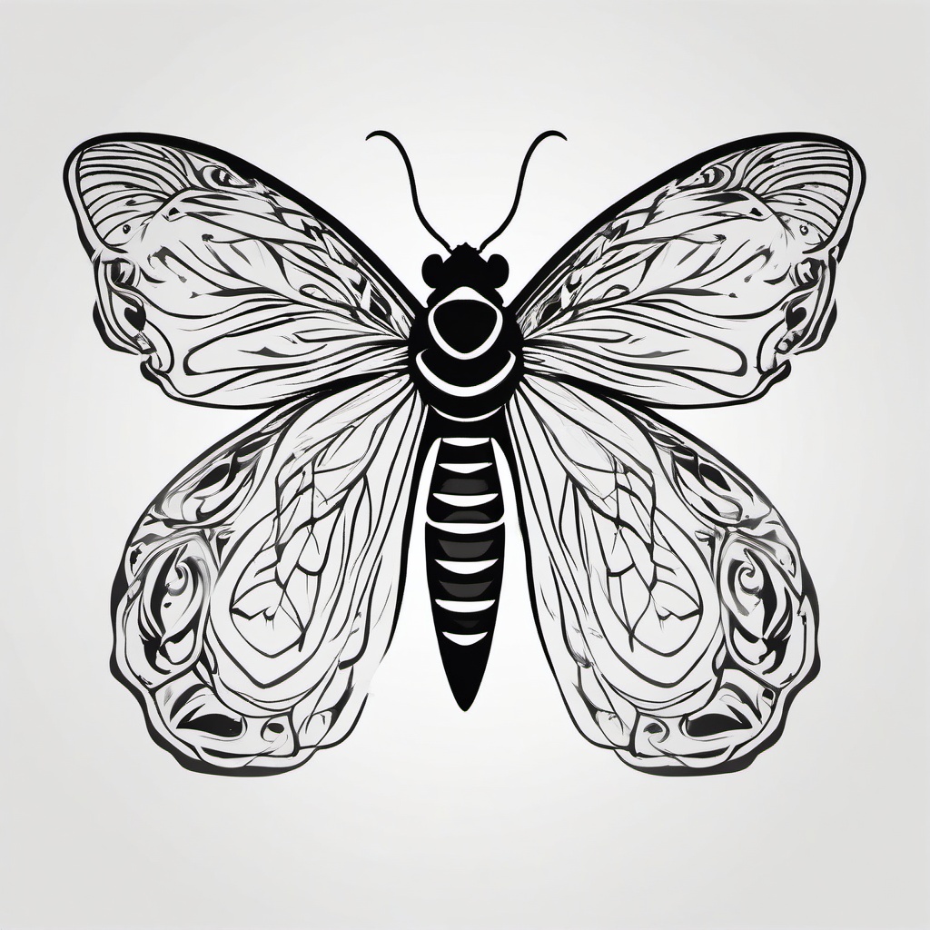 Black Moth Tattoo - Solid black moth tattoo.  simple vector tattoo,minimalist,white background