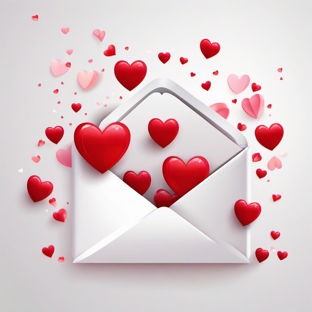 Love letter with hearts floating around clipart.  vector style illustration, white background