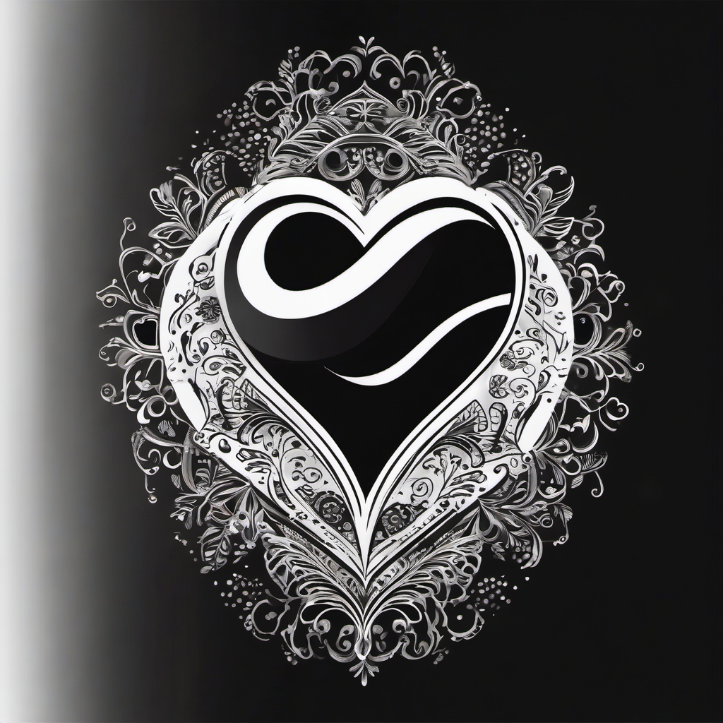 Coffee bean heart ink: Love brewed in the simplest form.  black and white tattoo style