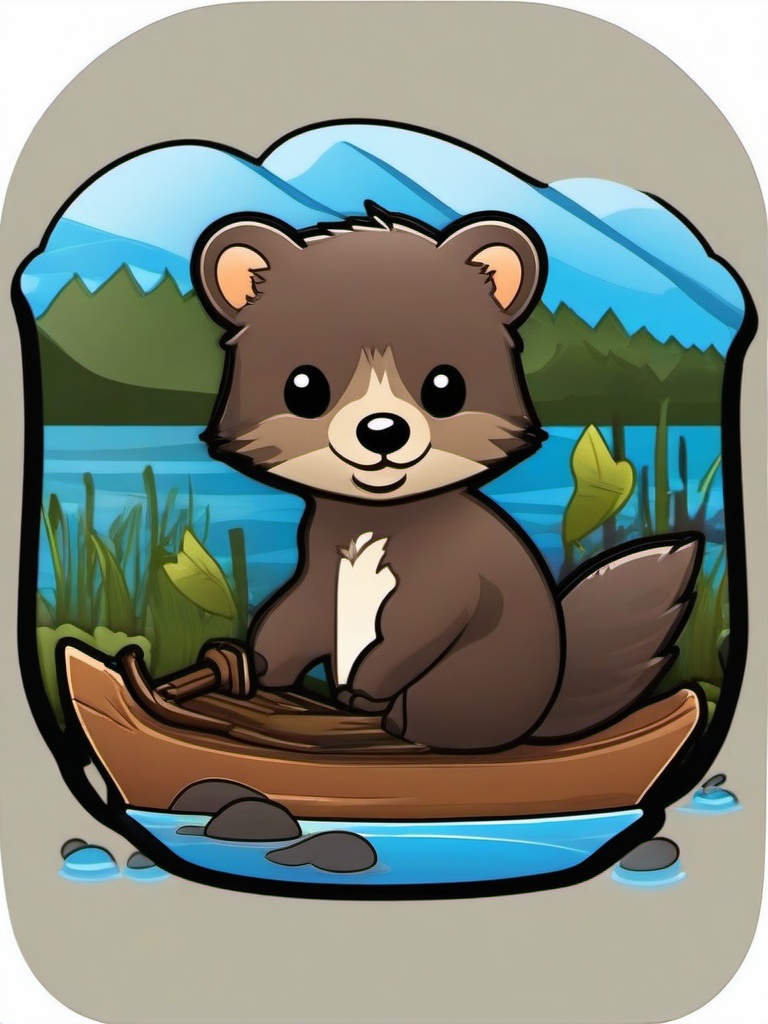 Mink cartoon - sleek, water-loving hunter  cartoon sticker style