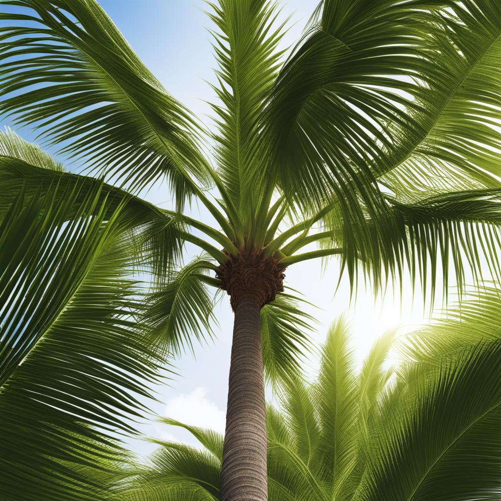 palm tree clipart: tropical palm tree swaying in a gentle breeze. 