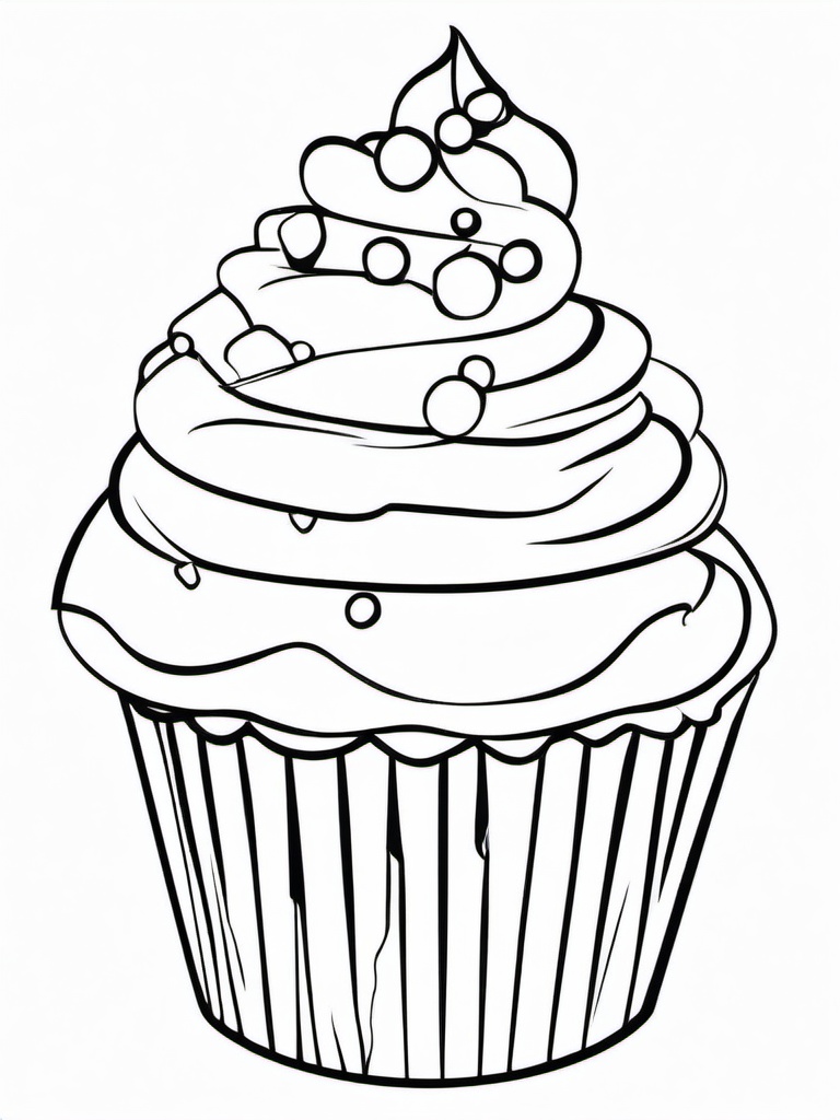 Cupcake Coloring Pages - Cupcake shaped like a cartoon character  simple coloring pages