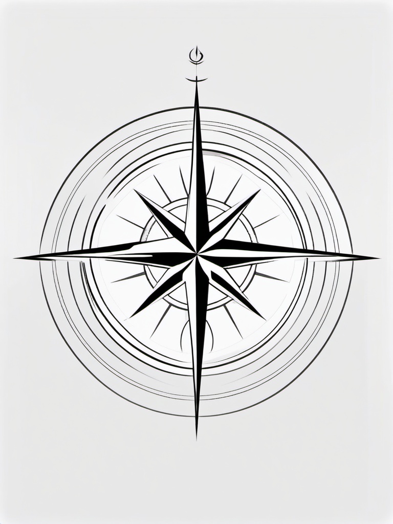 Simple Compass Rose Tattoo - Simplified representation of a compass rose.  simple vector tattoo,minimalist,white background