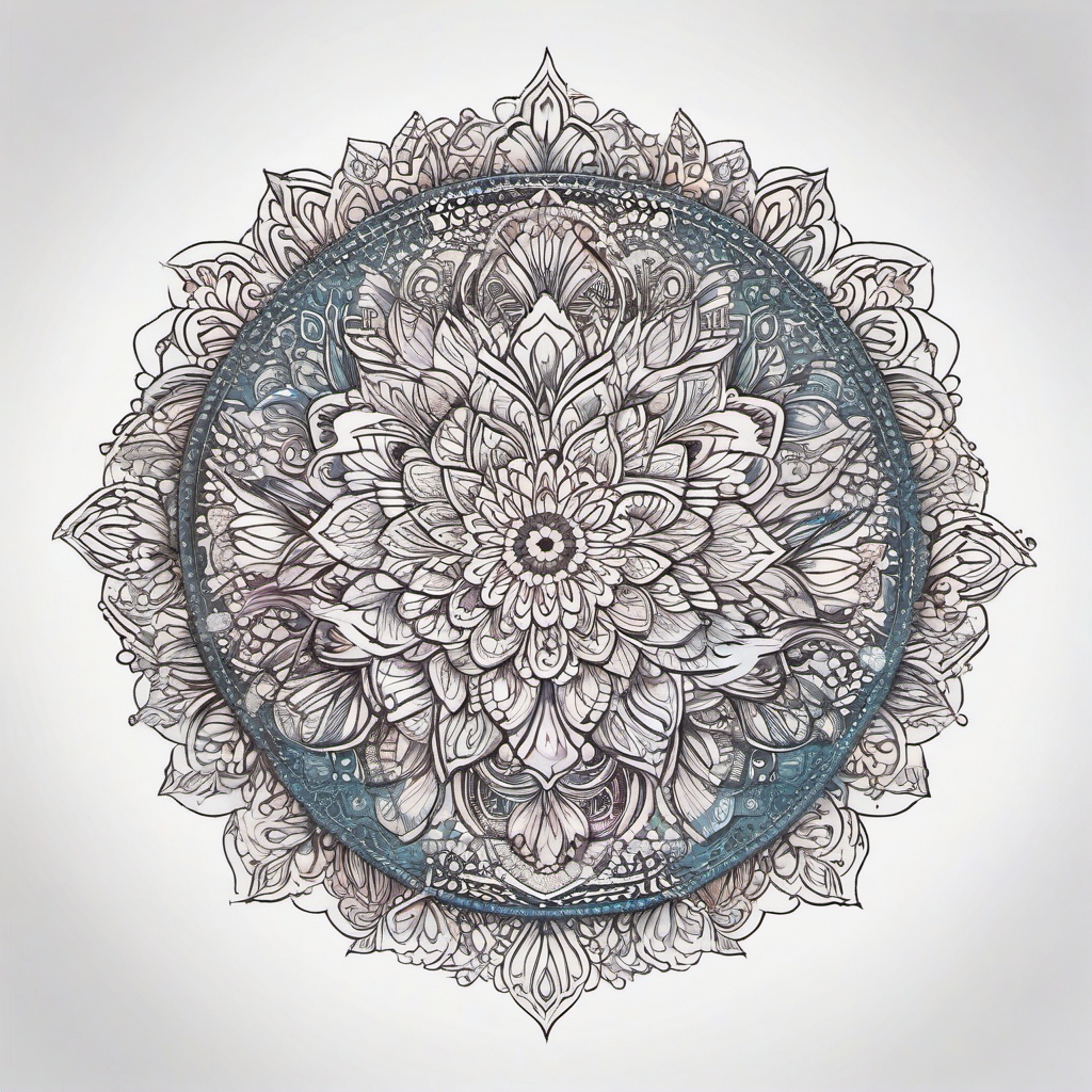 fairy mandala tattoo  simple color tattoo style,white background