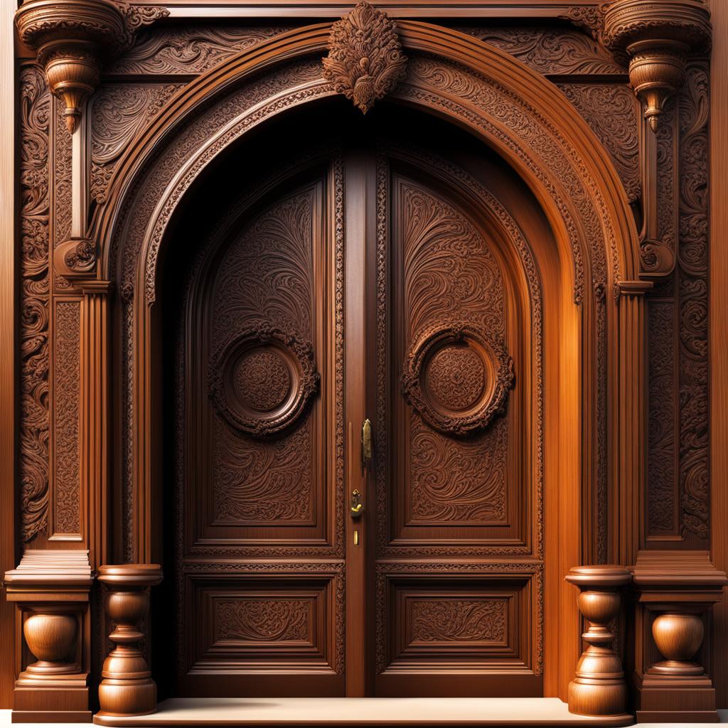 door clipart - a grand wooden door with intricate carvings 