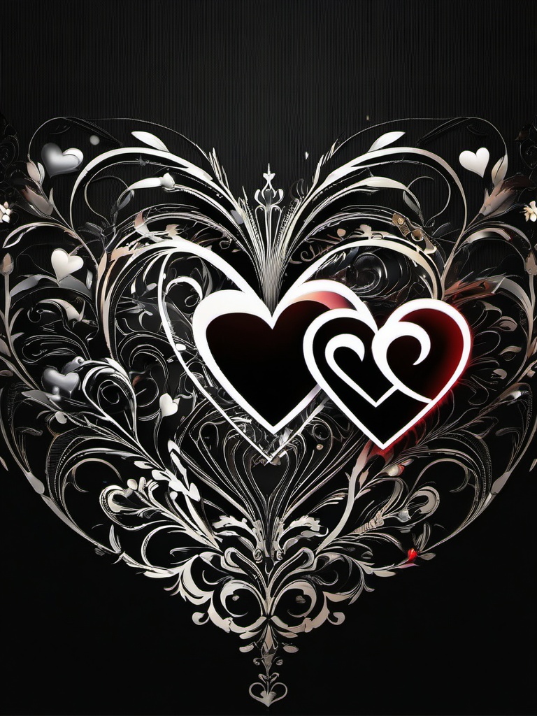 Black Wallpaper Love Heart  ,mobile iphone background wallpaper