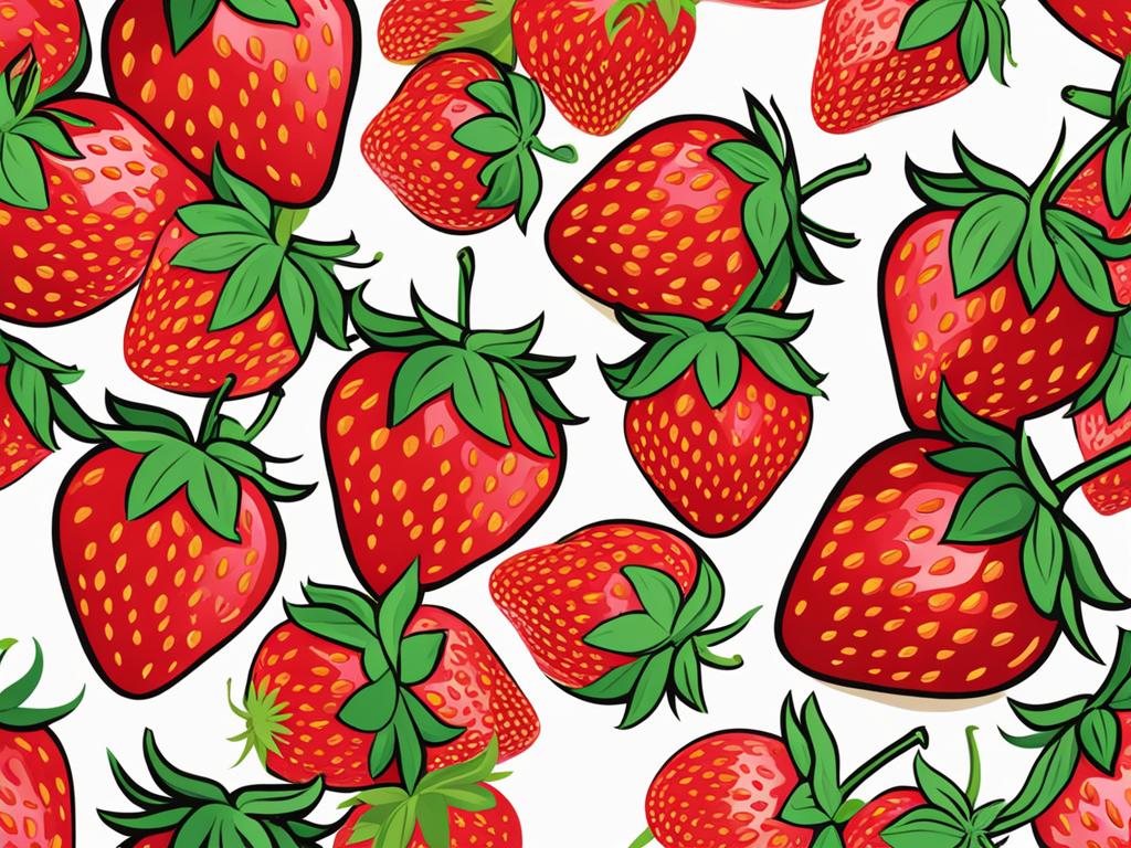 strawberry clipart: ripening in a vibrant strawberry field. 