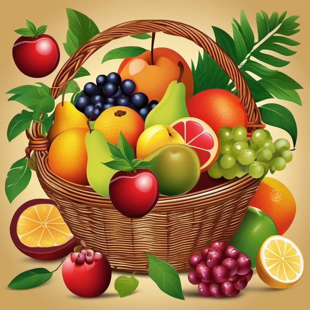 fruit clipart: arranged in a beautiful fruit basket. 