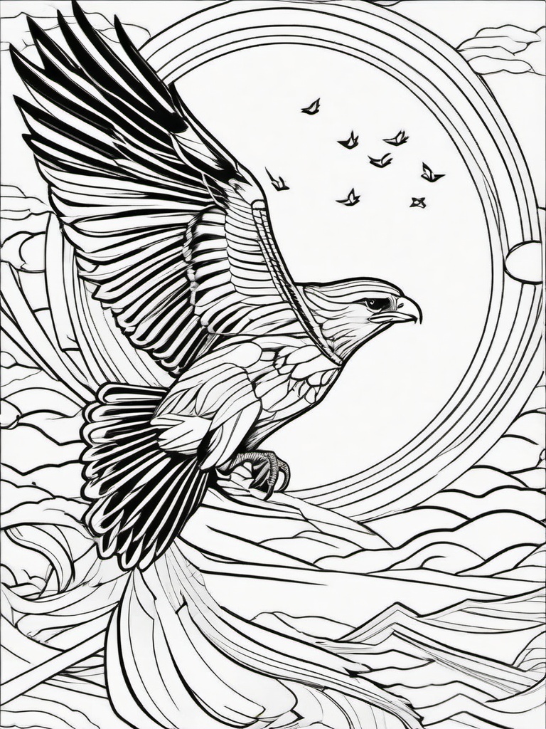 Kite Coloring Pages - Graceful Sky Soaring Bird of Prey  minimal black outline printable sheet, coloring page