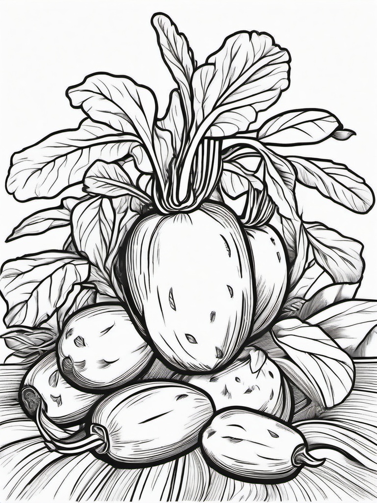 Vegetable Coloring Pages - Potato with sprout details  simple coloring pages