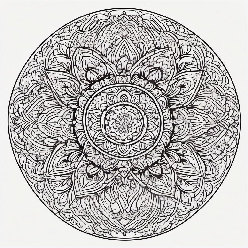 Hyperfocus Mandala - Embrace the intensity of hyperfocus with a mandala-inspired ADHD tattoo.  color tattoo designs,minimalist,vector,white background