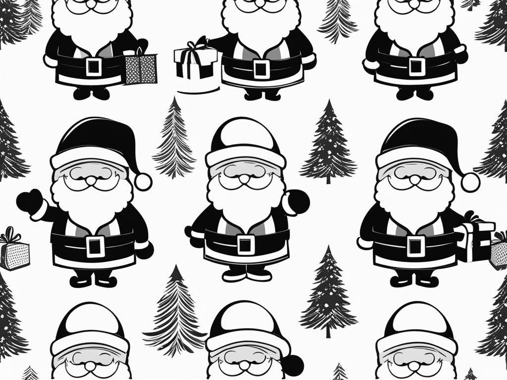 santa clipart black and white 