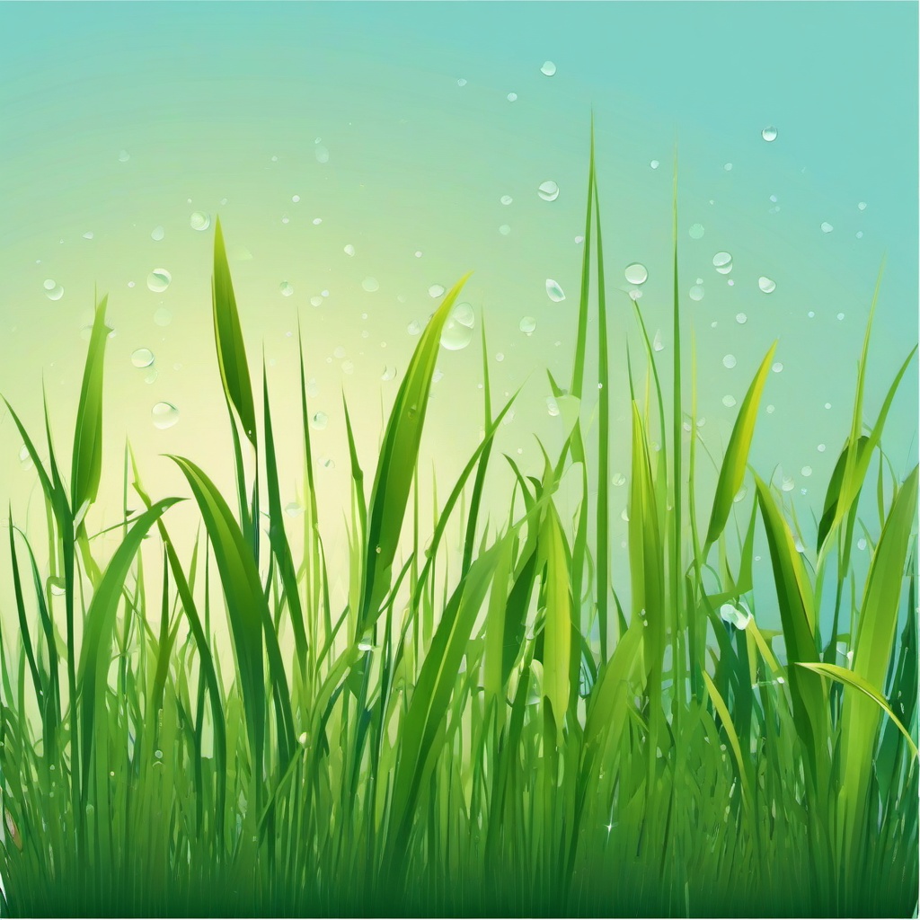 Grass clipart - grass with dew drops in the morning  color,minimalist,vector clipart