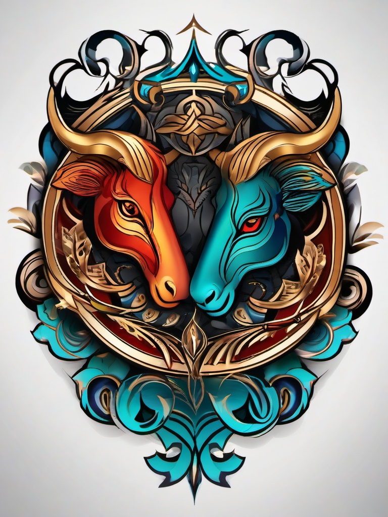 aries and pisces tattoo designs  simple vector color tattoo