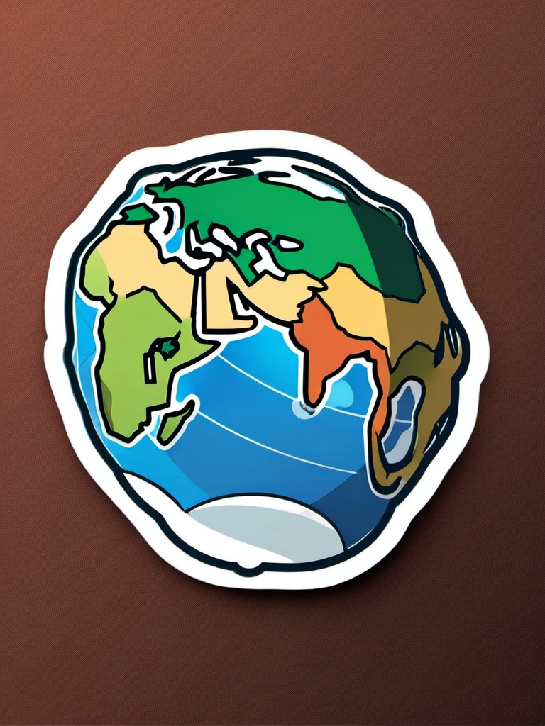 Earth Globe Sticker - Planet Earth, ,vector color sticker art,minimal