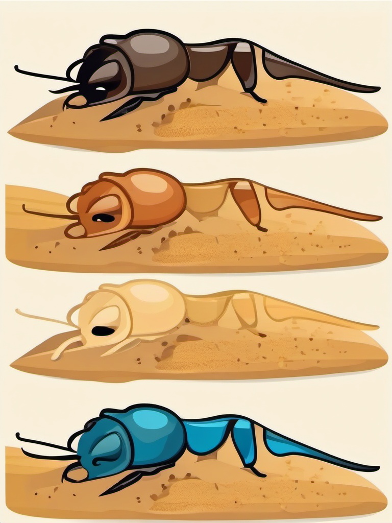 Ant Lion Pupa Clip Art - A pupating ant lion in the sand,  color vector clipart, minimal style