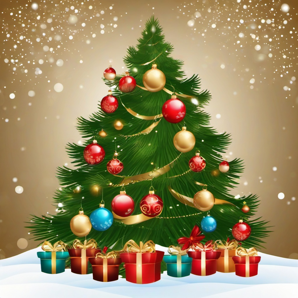 Merry Christmas clipart - Christmas tree with ornaments  