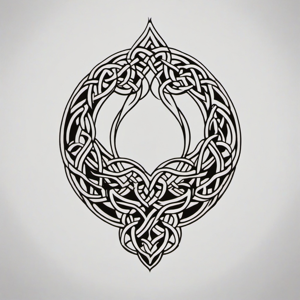 celtic ear tattoo  simple color tattoo,minimal,white background