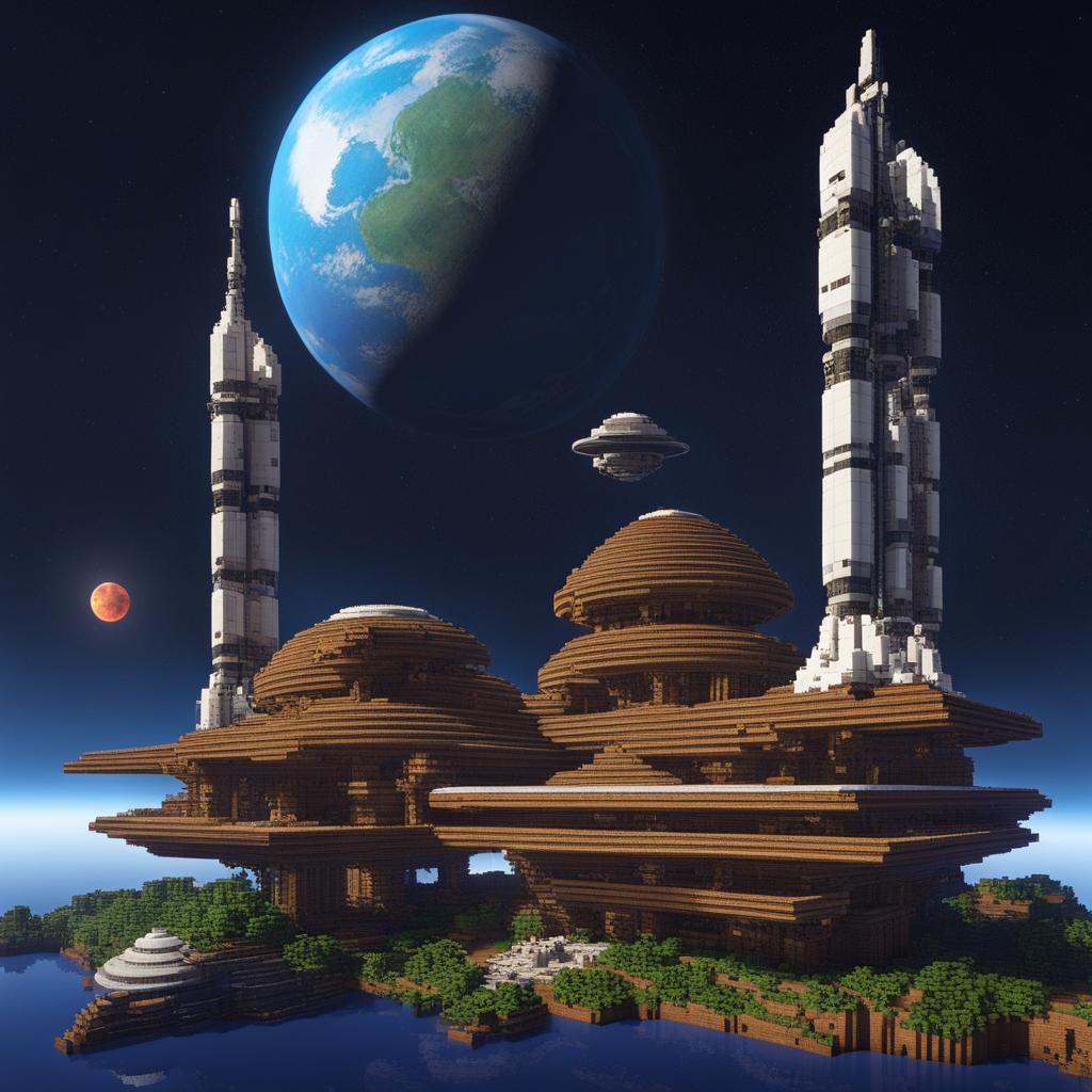 space station orbiting a distant planet - minecraft house design ideas minecraft block style