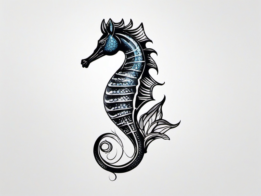 small sea horse tattoo  simple tattoo,minimalist,white background