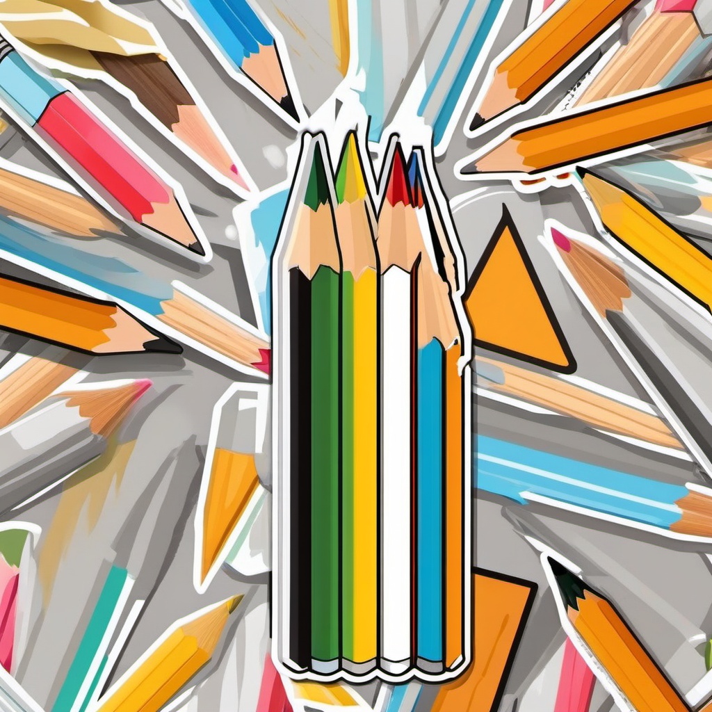 Pencil Sticker - Sharpened pencil illustration, ,vector color sticker art,minimal