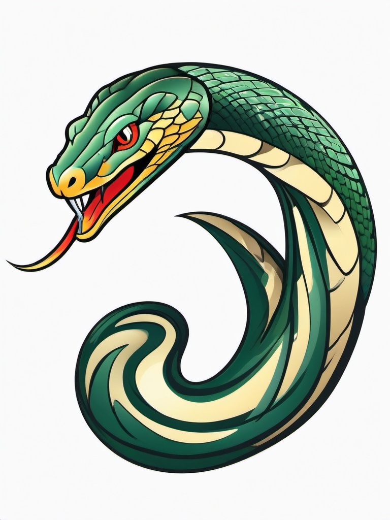 Cartoon Snake Tattoo - Playful and animated snake tattoo.  simple vector tattoo,minimalist,white background