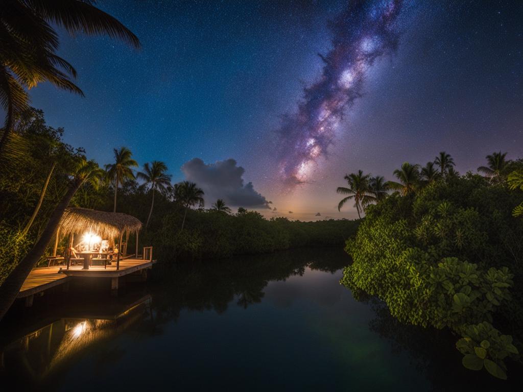 sian ka'an biosphere reserve - capture the enchanting night painting of sian ka'an, a unesco world heritage site, where the night sky meets untouched nature. 