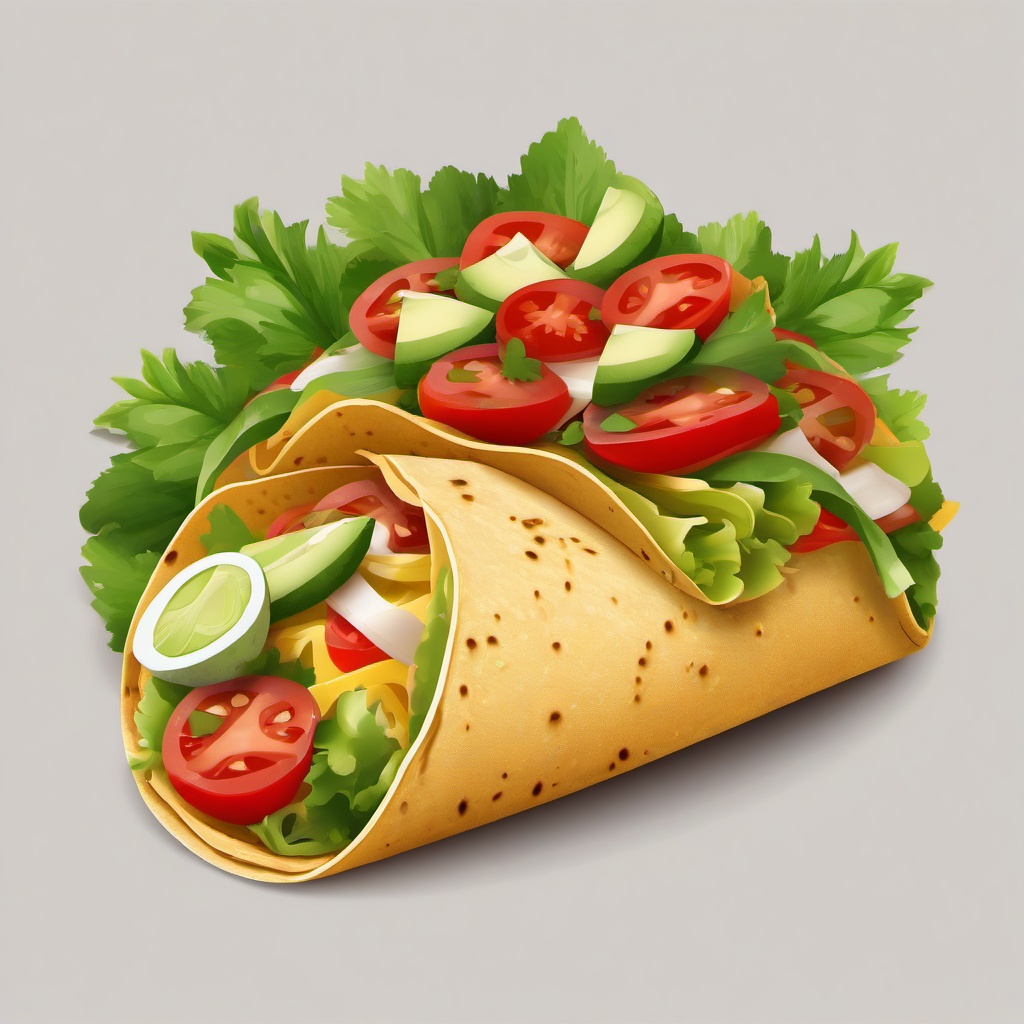 Taco clipart - taco in a tortilla with fresh ingredients  color,minimalist,vector clipart