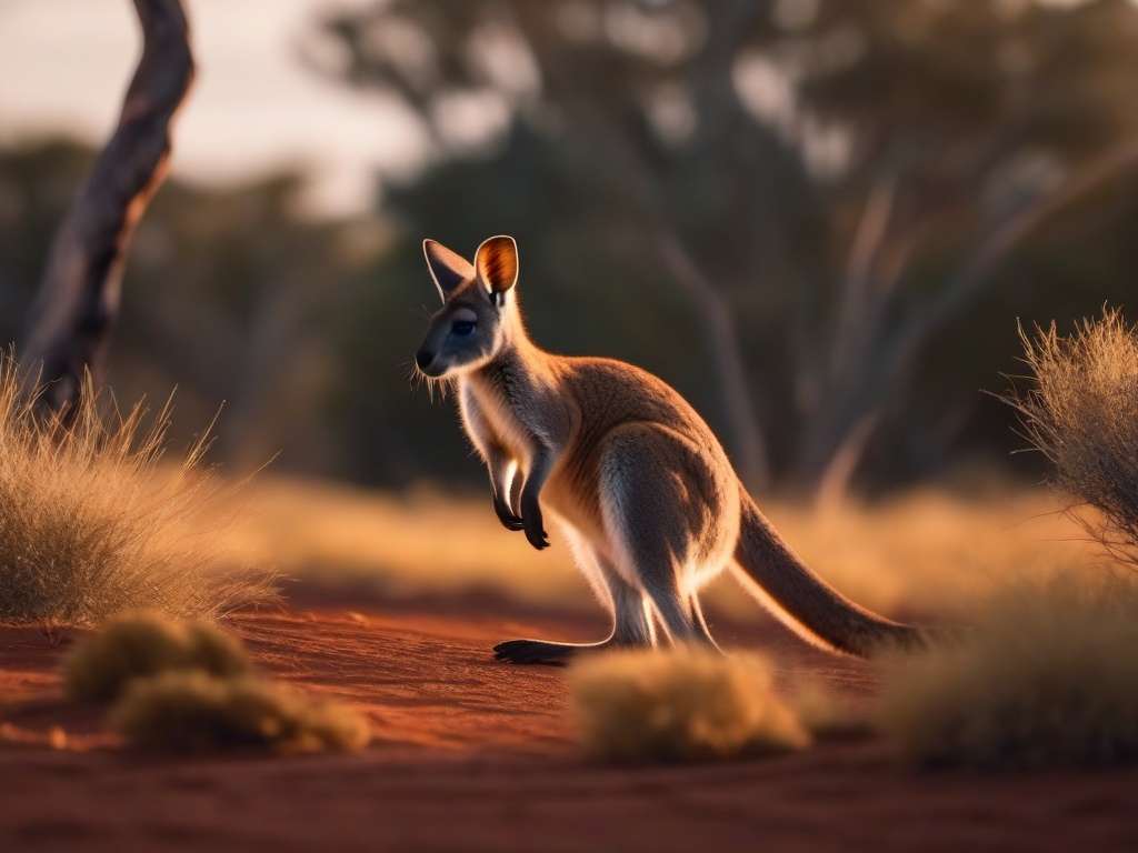 Cute Wallaby Hopping in the Outback 8k, cinematic, vivid colors