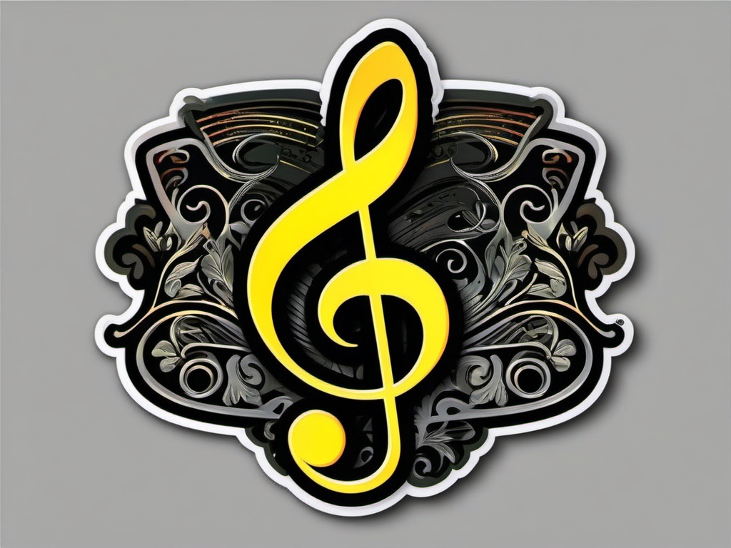 Music Clef Sticker - Musical clef symbol, ,vector color sticker art,minimal