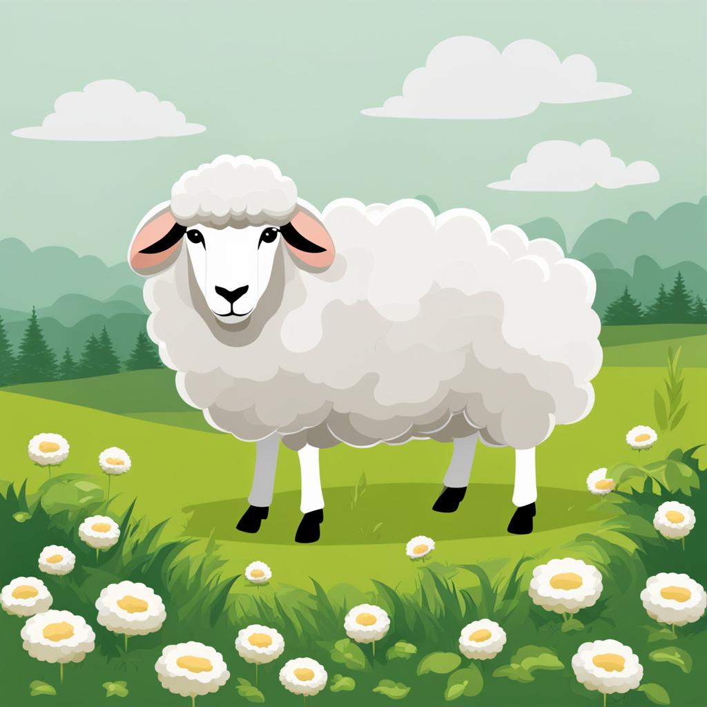 sheep clipart: fluffy sheep grazing peacefully in a green meadow. 