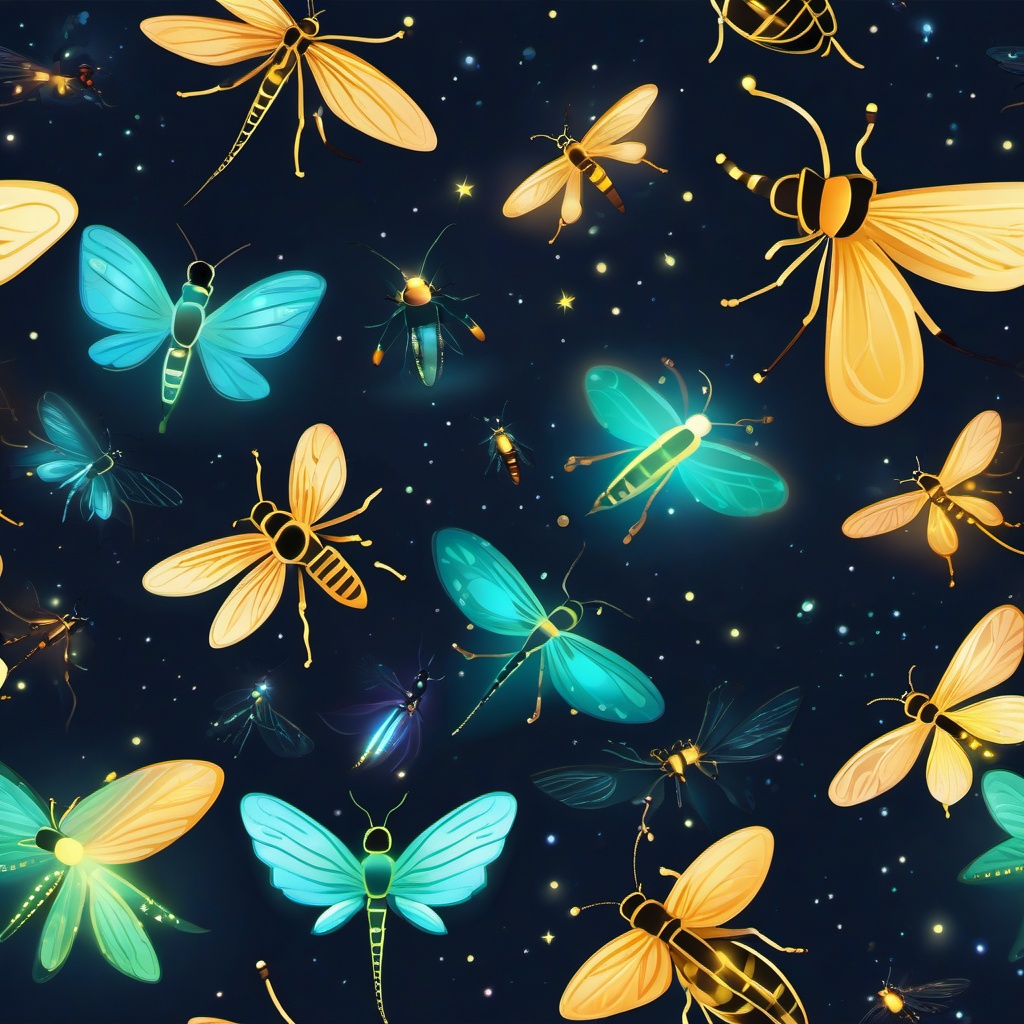 Firefly clipart - Bioluminescent insect with glowing flight, ,color clipart vector style